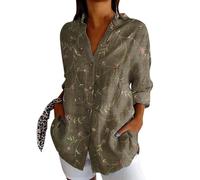 Chemise Femme Grande Taille- Tee Shirt Manche Longue ImpriméE Décontracté à Revers Ample Basiques D'été Nouvelle Chic Et Élégants Blouse Comfortable Extérieur De Tous Les Jours Haut