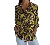 Chemise Femme Grande Taille- Tee Shirt Manche Longue ImpriméE Décontracté à Revers Ample Basiques D'été Nouvelle Chic Et Élégants Blouse Comfortable Extérieur De Tous Les Jours Haut