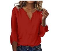 Chemise Femme Large Polyester Tee Shirt Oversize Capuche Blouse Manches Longues Hauts à Manches 3/4 De Taille Supérieure Uniforme Top