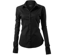 Chemise Femme Manche Longue Basic Casual - éLéGant Bureau Tunique Femme Mode Tee Top Haut Blouse (EU52, Noir)