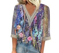Chemise Femme Mignonne - Top Trekking Col Mao, T-Shirt Long Blanc, Blouse Bohème Automne, Haut Crop Top Manche Longue