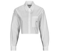 Chemise femmes Calvin Klein Jeans WOVEN LABEL CROPPED SHIRT Blanc EU M