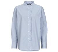Chemise femmes Tommy Hilfiger POPLIN RUFFLE SHIRT Bleu FR 38