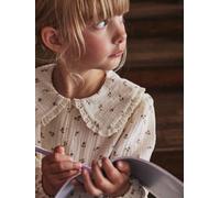 Chemise fille gaze de coton col brodé écru 4A