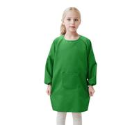 Chemise Fille Manches Longues Coton Tablier de blouse d'art pour enfants avec poche pour enfants, tabliers de peinture d'artiste, blouses à manches longues Cardigans Pour Filles (Green, 2-4 Years)