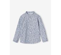 Chemise fleurie à col Mao garçon bleu imprimé 8A