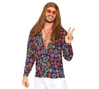 Chemise fleurie - WIDMANN - Années 70 - Style Baba cool - Mixte - Coton blanc S/M