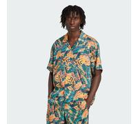 ADIDAS ORIGINALS Chemise 'Archive Floral Resort' émeraude / vert foncé / orange / orange pastel, Taille S