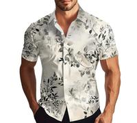 Chemise Florale Chemise Imprimee Style Elegant pour Vacances detente Moments Loisirs Soiree Sortie Entre Amis W nd Beige TG