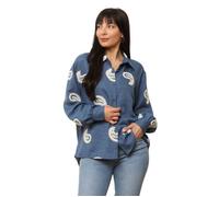 Chemise fluide et légère avec broderie à motif cachemire.Dotée de boutons devant et sur les manches ballons. pour femme - M/L