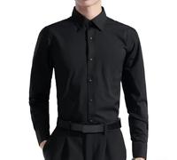 Chemise formelle à manches longues pour homme conçue pour les professionnels d'affaires et les codes vestimentaires sur le lieu de travail (L noir)