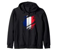 Chemise française fière | Drapeau de la France déchiré Sweat à Capuche