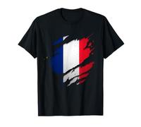 Chemise française fière | Drapeau de la France déchiré T-Shirt