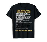Chemise Funny Gun 10 Raisons pour lesquelles Les Hommes Aiment Les Armes Plus Que Les Femmes T-Shirt