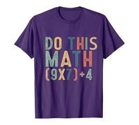 Chemise Garçon 2026 Motif Mathématiques Amusant pour Garçons - T-shirt Décontracté à Manches Courtes avec Design Humour Arithmétique Coton Vêtements Jaunes Basiques, Violet foncé., 4-5 ans