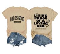 Chemise « God is Good All The Time », « Living Proof of A Loving God », « God is Good », « God is Good », « God is Good », kaki, M