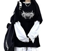Chemise gothique faux vêtement alternatif 2 pièces gothique à manches longues, Noir 02, Taille L