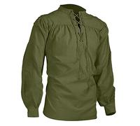 Chemise gothique médiévale, steampunk, rétro, Renaissance, Viking, à manches longues, couleur unie, chemisier médiéval pirate, tendance, streetwear, léger et respirant, vêtement de détente, vert