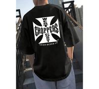 Chemise graphique West Choppers East Long Beach CA - Rouge décontracté streetwear avec une impression blanche audacieuse, polyester respirant, pour les sorties et les fêtes d'été, tenue de fête | Chem