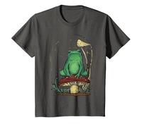 Chemise Grenouille et Champignons - Cozy Cottagecore Champignon Fantasy T-Shirt, Enfant, Asphalte, 2 Ans