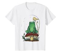 Chemise Grenouille et Champignons - Cozy Cottagecore Champignon Fantasy T-Shirt, Enfant, Blanc, 2 Ans