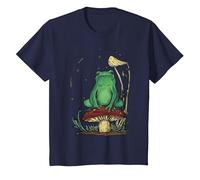 Chemise Grenouille et Champignons - Cozy Cottagecore Champignon Fantasy T-Shirt, Enfant, Bleu Marine, 2 Ans