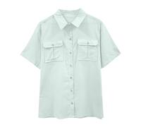 Chemise habillée à manches courtes en lin extensible pour homme - Chemise décontractée à boutons - Chemise formelle unie, M17 Gris, XL