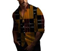 Chemise habillée à manches longues pour homme - Coupe droite - Manches longues - Impression numérique 3D - Chemise décontractée à simple boutonnage - Chemisier de bureau doux et confortable, bleu
