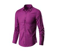 Chemise habillée à manches longues pour homme - Solide - Sans plis - Pour mariage - Coupe classique - Sans repassage - Chemise décontractée pour mariage et travail, rose vif, 3XL