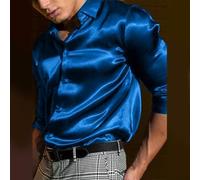 Chemise habillée à manches longues pour homme - Style décontracté - Pour le travail et le bureau - Sans plis - Extensible - Pour soirée - Coupe classique - M-2XL - Saphir M