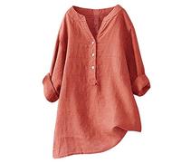 Chemise habillée à Texture Longue en Coton de Couleur Unie pour Femmes Tenue Aide Soignante Sexy (b-Orange, XXL)