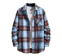 Chemise habillée décontractée à manches longues pour homme - Automne et hiver - Boutonnage simple - Revers décontracté - Manches longues - Vacances en plein air - Chemise de sport athlétique