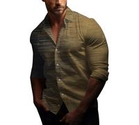 Chemise habillée pour homme, coupe droite, manches longues, impression numérique 3D, chemise décontractée à simple boutonnage, vêtements de travail, noir foncé, L