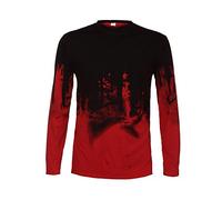 Chemise habillée pour homme sans poche T-shirt à manches longues dégradé de couleur unie Chemisier pour homme Chemises décontractées Coupe ajustée, Rouge, L