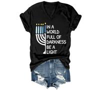 Chemise Hanoukka amusante Hanoucca dans un monde plein de ténèbres Be A Light Happy Hanoukka Chemises femmes hommes, Noir , L