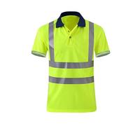 Chemise haute visibilité pour homme avec bande réfléchissante, protection UV, haut de travail à manches courtes, coupe régulière, léger, respirant, séchage rapide, chemises de travail en plein air