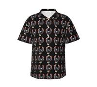 Chemise hawaïenne à manches courtes boutonnée avec drapeau américain aigle américain pour l'été, la plage, décontractée avec poche poitrine gauche (S-3XL), Noir , 3XL