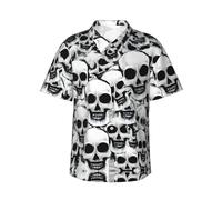 Chemise hawaïenne à manches courtes boutonnée mexicaine pour homme, chemise d'été pour homme, Noir , XL