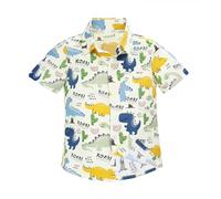 Chemise hawaïenne à manches courtes boutonnée pour petit garçon Vêtements de plage Aloha Tops 1-7 ans