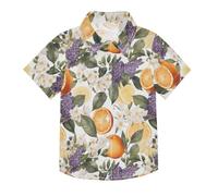 Chemise hawaïenne à manches courtes pour garçon Motif fleurs oranges
