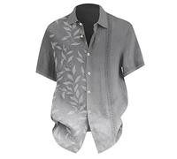 Chemise hawaïenne à manches courtes pour homme - Chemise de vacances tropicale funky d'été cool - Chemise boutonnée - Vêtements hawaïens à manches courtes, gris, XL