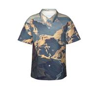 Chemise hawaïenne à manches courtes pour homme Grand Canyon Arizona Chemise de plage tropicale décontractée d'été boutonnée, noir, Taille L