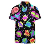 Chemise hawaïenne à manches courtes pour homme - Imprimé dinosaure - Tenue de fête amusante - Costumes de plage, Dinosaure-2, Taille 3XL