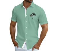 Chemise hawaïenne à manches courtes pour homme, imprimé palmier, coucher de soleil, décontracté, boutonnée, été, vacances, plage, pour croisière, vacances