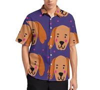 Chemise hawaïenne à manches courtes pour homme, motif Golden retriever, pour l'été, la plage, décontractée, boutonnée avec poche, Adorable chien Golden Retriever, XXL