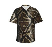 Chemise hawaïenne à manches courtes pour homme Motif peau de serpent, Noir , XXL