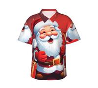 Chemise hawaïenne à manches courtes pour homme Motif Père Noël, noir, Taille M