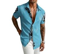 Chemise hawaïenne à Manches Courtes pour Hommes drôle Père Noël en 3D graphisme d'animaux col à Revers Haut Tropical