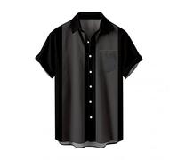 Chemise hawaïenne à manches longues pour hommes - Chemise courte - Décontractée - Chemise d'affaires élastique, 4-noir, 3XL