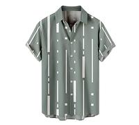 Chemise hawaïenne à manches longues pour hommes - Chemise courte - Décontractée - Chemise d'affaires élastique, Vert (16), XL